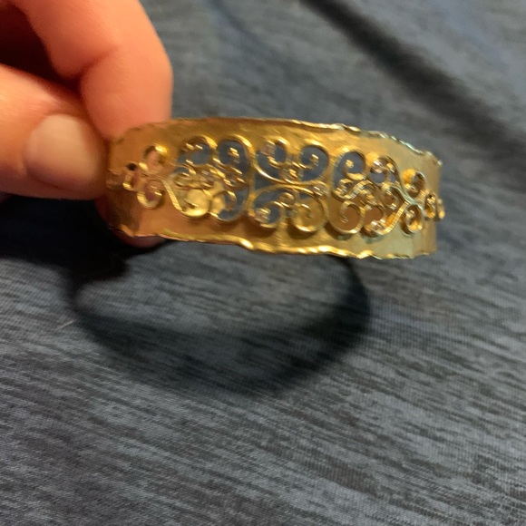 Stellar 14k solid gold filigree cuff bracelet - Picture 2 of 6